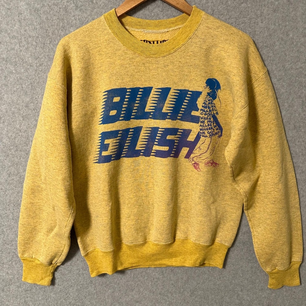 RARE Billie Eilish x Lost Love Upcycled Crewneck Sweater Yellow Size M 1-of-1
